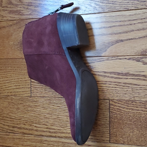 Lucky Brand Bremma Leather Maroon Suede Booties - Picture 6 of 8